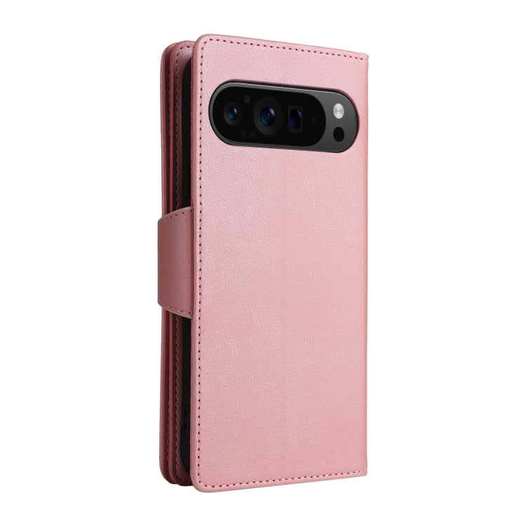 For Google Pixel 9 Pro Rivet Buckle 9 Cards Three Fold Leather Phone Case