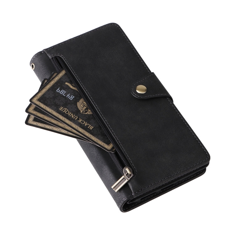 For Google Pixel 9 Pro Rivet Buckle 9 Cards Three Fold Leather Phone Case