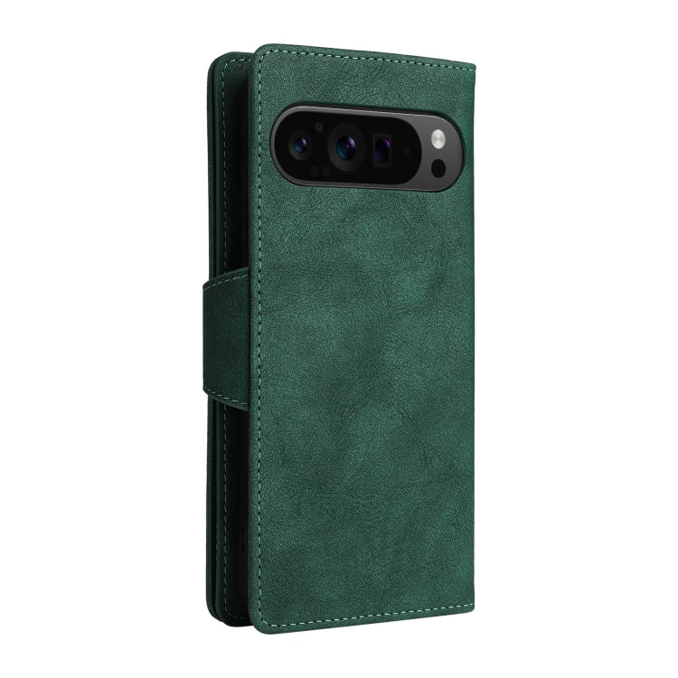 For Google Pixel 9 Pro Rivet Buckle 9 Cards Three Fold Leather Phone Case