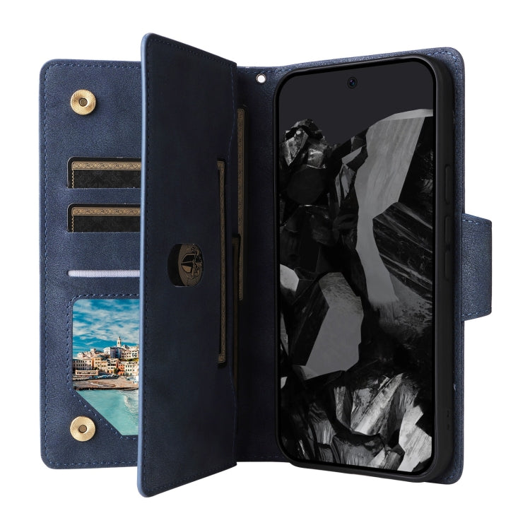 For Google Pixel 9 Pro Rivet Buckle 9 Cards Three Fold Leather Phone Case