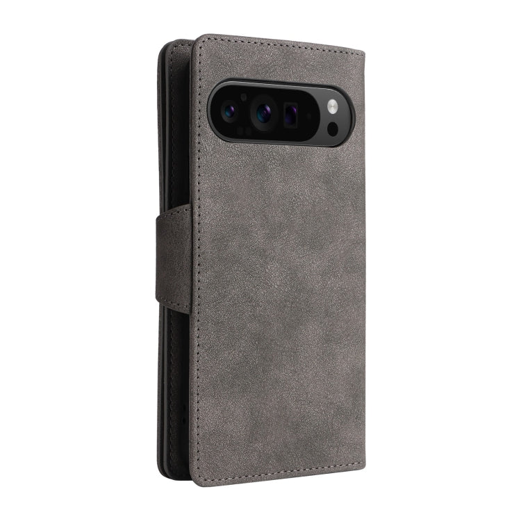 For Google Pixel 9 Pro Rivet Buckle 9 Cards Three Fold Leather Phone Case