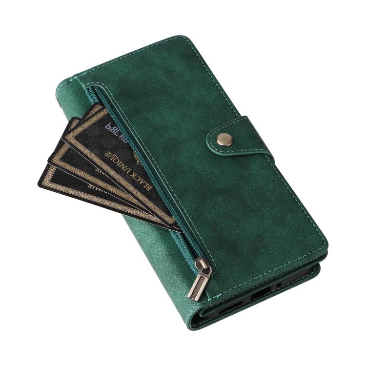 For Google Pixel 9a Rivet Buckle 9 Cards Three Fold Leather Phone Case