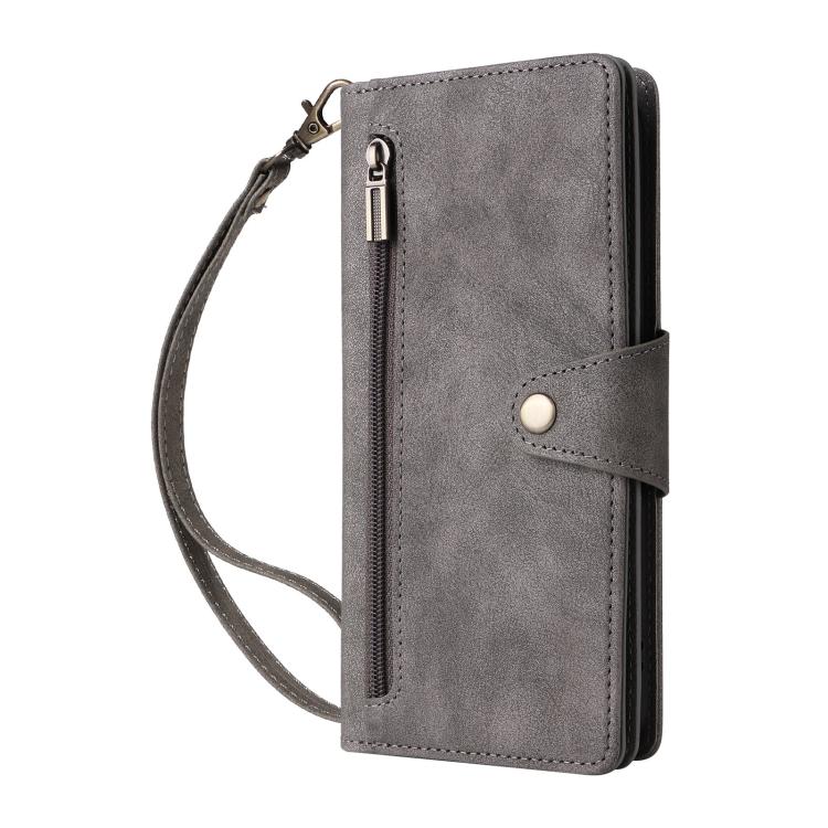 For Google Pixel 9a Rivet Buckle 9 Cards Three Fold Leather Phone Case
