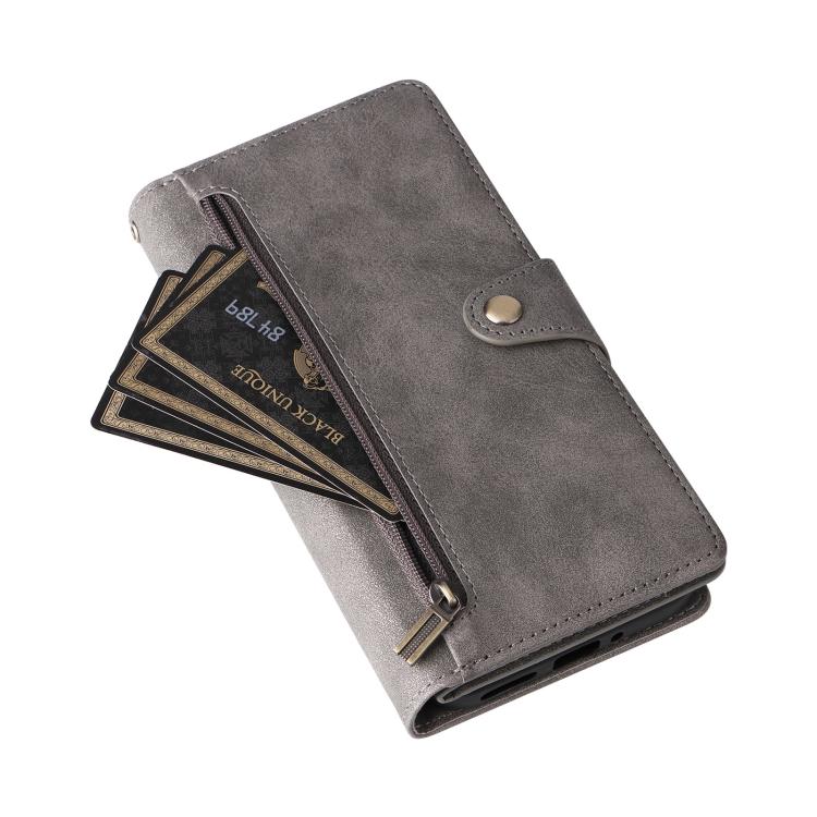 For Google Pixel 9a Rivet Buckle 9 Cards Three Fold Leather Phone Case