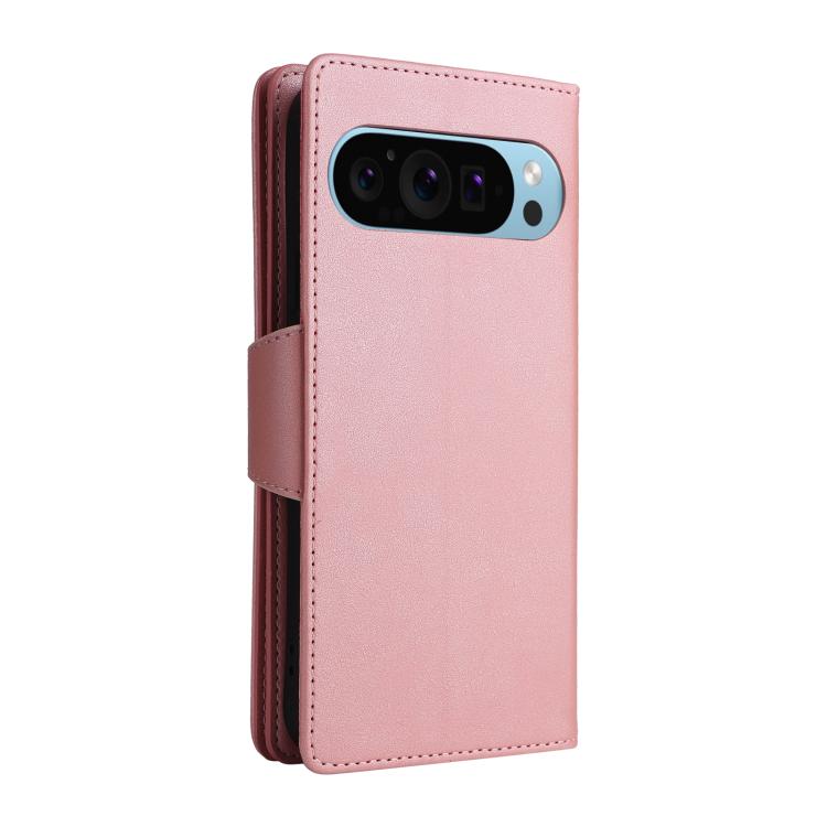 For Google Pixel 10 / 10 Pro Rivet Buckle 9 Cards Three Fold Leather Phone Case