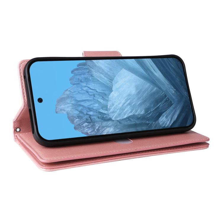For Google Pixel 10 / 10 Pro Rivet Buckle 9 Cards Three Fold Leather Phone Case