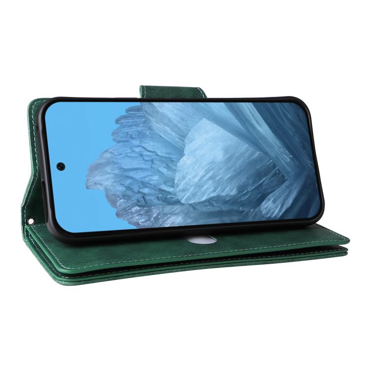 For Google Pixel 10 / 10 Pro Rivet Buckle 9 Cards Three Fold Leather Phone Case