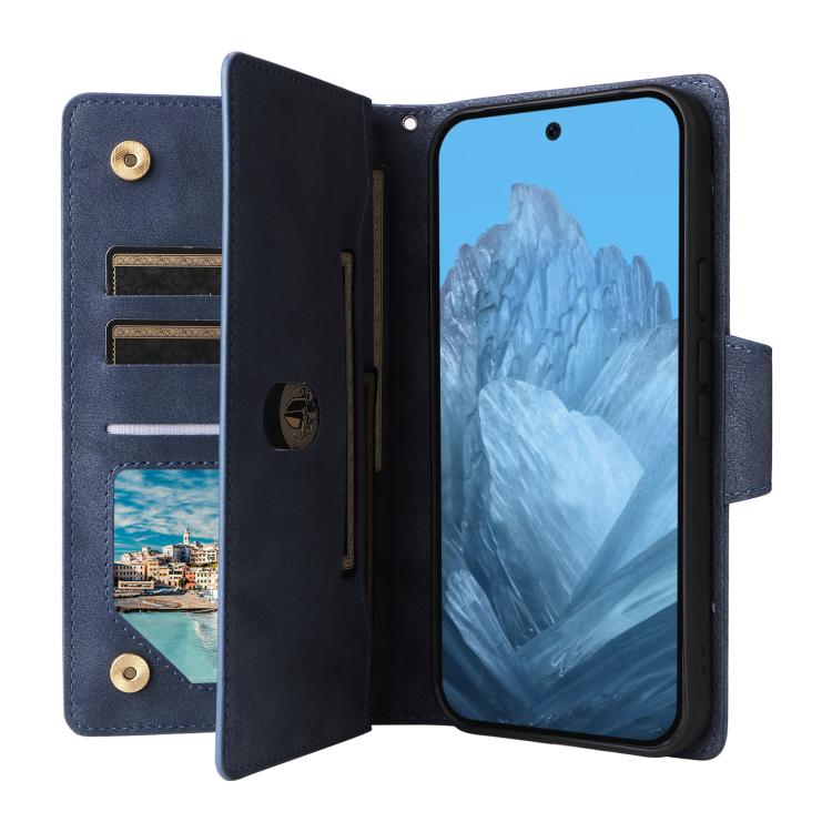 For Google Pixel 10 / 10 Pro Rivet Buckle 9 Cards Three Fold Leather Phone Case
