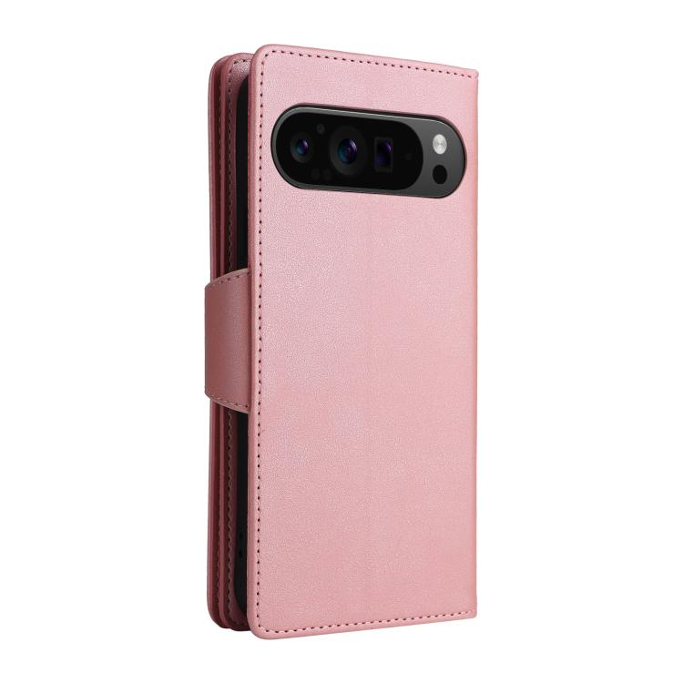 For Google Pixel 10 Pro XL / 9 Pro XL Rivet Buckle 9 Cards Three Fold Leather Phone Case