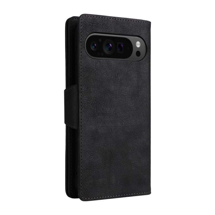 For Google Pixel 10 Pro XL / 9 Pro XL Rivet Buckle 9 Cards Three Fold Leather Phone Case