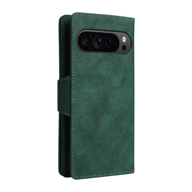 For Google Pixel 10 Pro XL / 9 Pro XL Rivet Buckle 9 Cards Three Fold Leather Phone Case