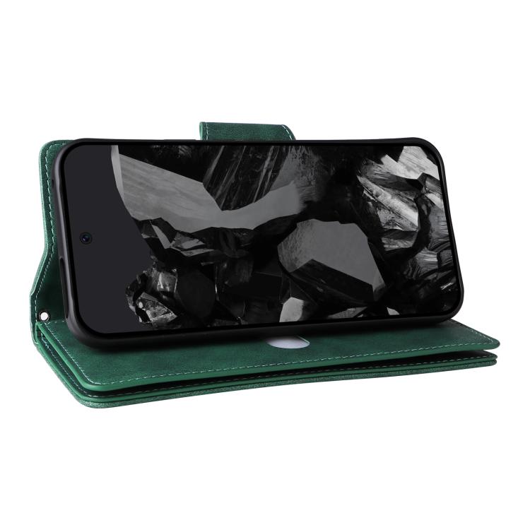 For Google Pixel 10 Pro XL / 9 Pro XL Rivet Buckle 9 Cards Three Fold Leather Phone Case