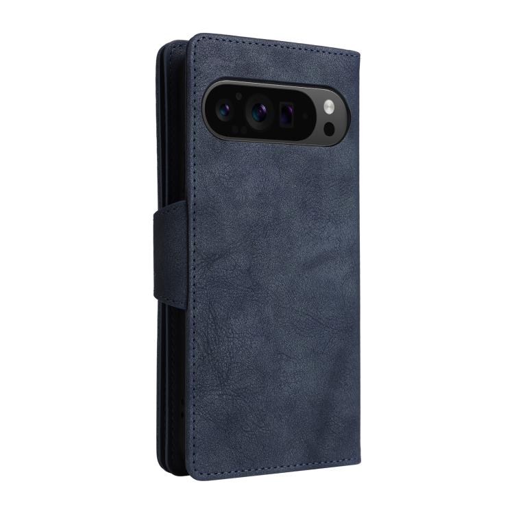 For Google Pixel 10 Pro XL / 9 Pro XL Rivet Buckle 9 Cards Three Fold Leather Phone Case