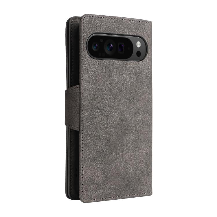 For Google Pixel 10 Pro XL / 9 Pro XL Rivet Buckle 9 Cards Three Fold Leather Phone Case