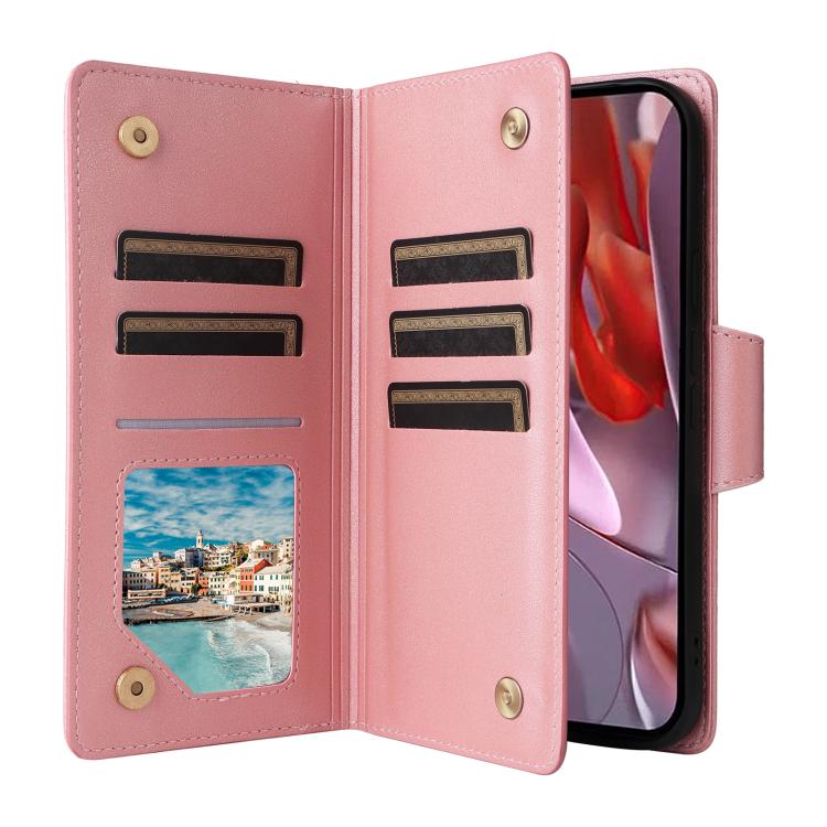 For Google Pixel 10a Rivet Buckle 9 Cards Three Fold Leather Phone Case