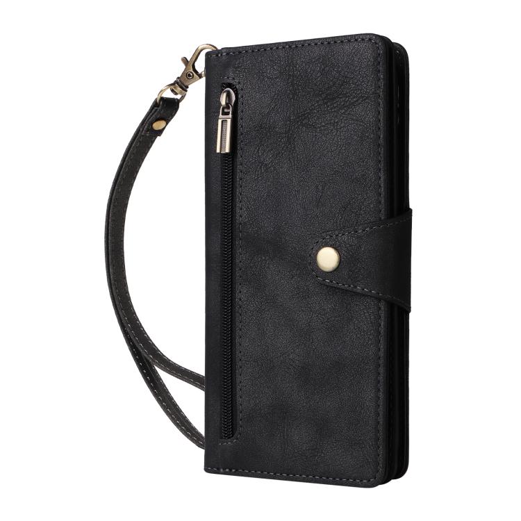 For Google Pixel 10a Rivet Buckle 9 Cards Three Fold Leather Phone Case