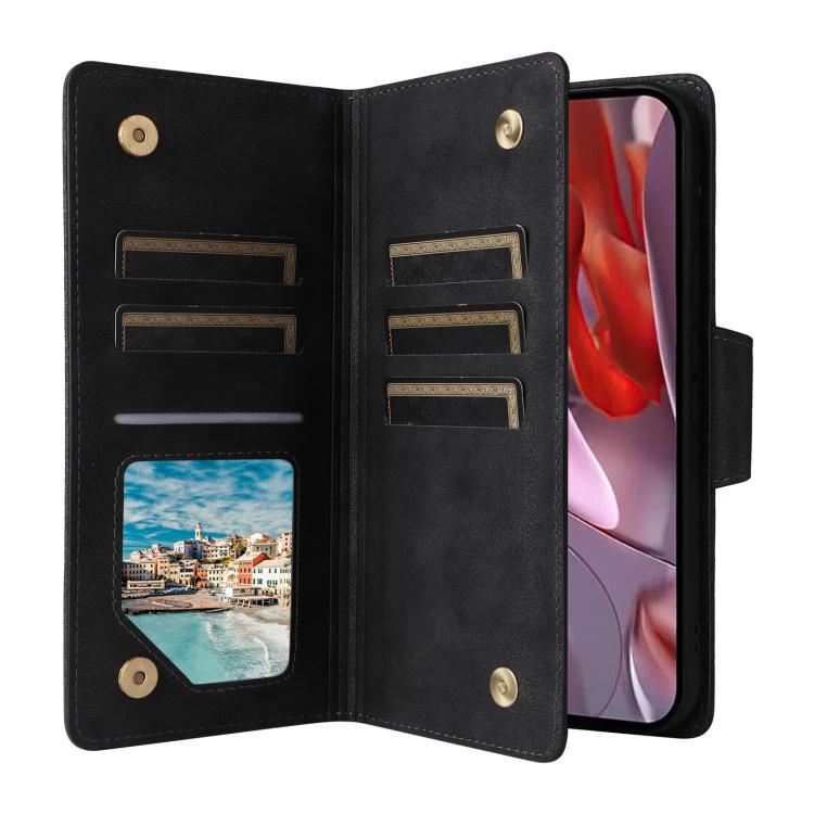 For Google Pixel 10a Rivet Buckle 9 Cards Three Fold Leather Phone Case