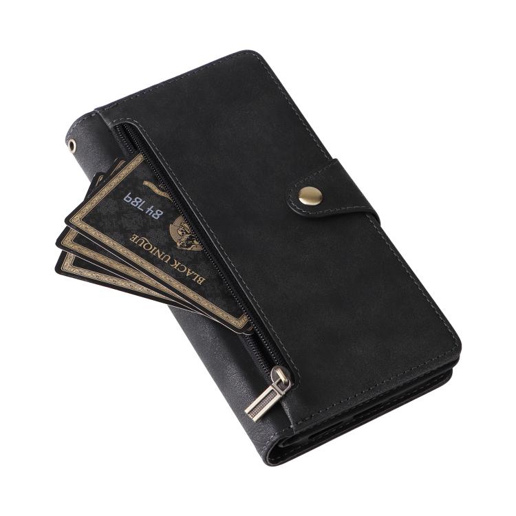 For Google Pixel 10a Rivet Buckle 9 Cards Three Fold Leather Phone Case