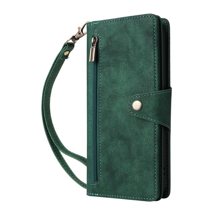 For Google Pixel 10a Rivet Buckle 9 Cards Three Fold Leather Phone Case