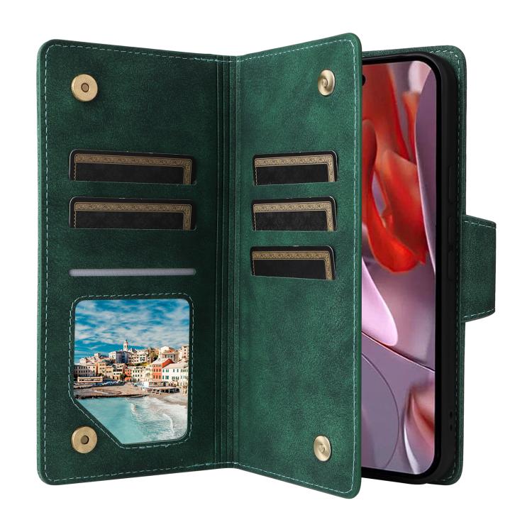 For Google Pixel 10a Rivet Buckle 9 Cards Three Fold Leather Phone Case