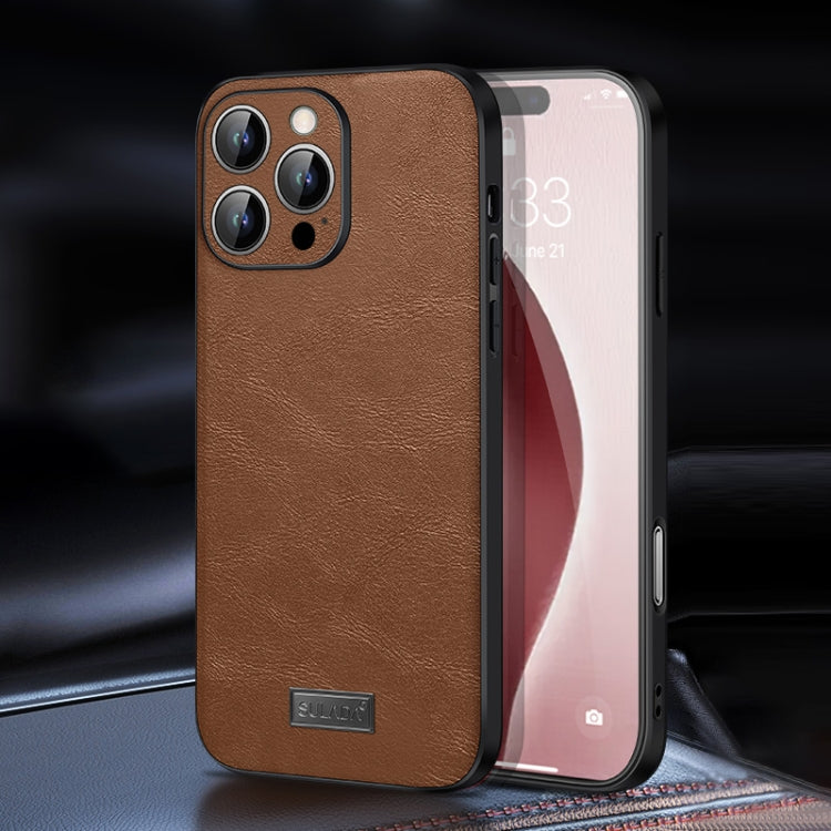 For iPhone 16 Pro Max SULADA Shockproof TPU Hybrid Handmade Leather Phone Case