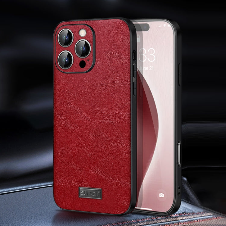 For iPhone 16 Pro Max SULADA Shockproof TPU Hybrid Handmade Leather Phone Case