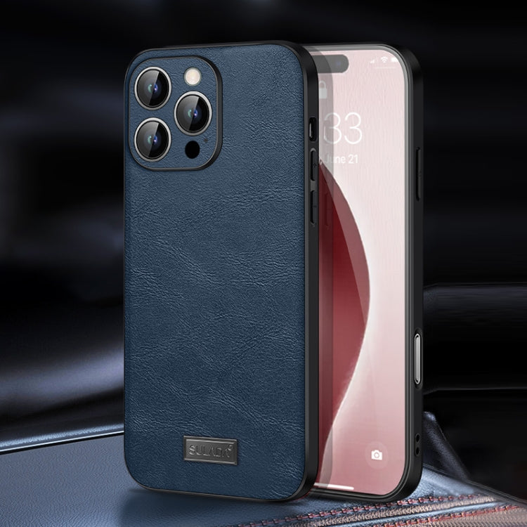For iPhone 16 Pro Max SULADA Shockproof TPU Hybrid Handmade Leather Phone Case