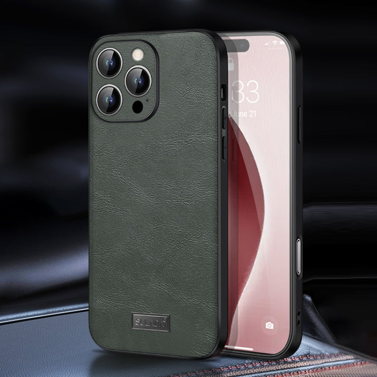 For iPhone 16 Pro SULADA Shockproof TPU Hybrid Handmade Leather Phone Case