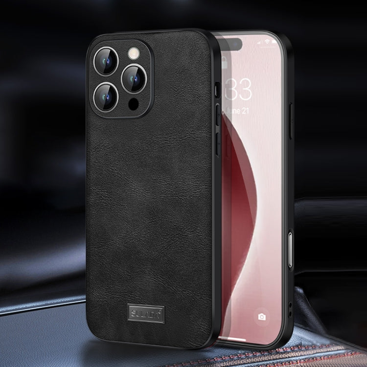 For iPhone 16 Pro SULADA Shockproof TPU Hybrid Handmade Leather Phone Case
