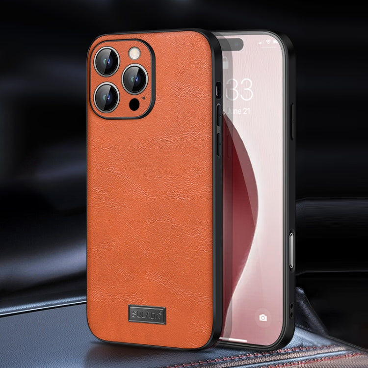 For iPhone 16 Pro SULADA Shockproof TPU Hybrid Handmade Leather Phone Case