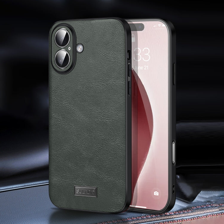 For iPhone 16 Plus SULADA Shockproof TPU Hybrid Handmade Leather Phone Case
