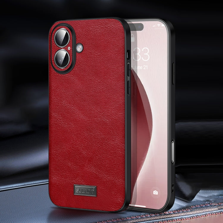 For iPhone 16 Plus SULADA Shockproof TPU Hybrid Handmade Leather Phone Case
