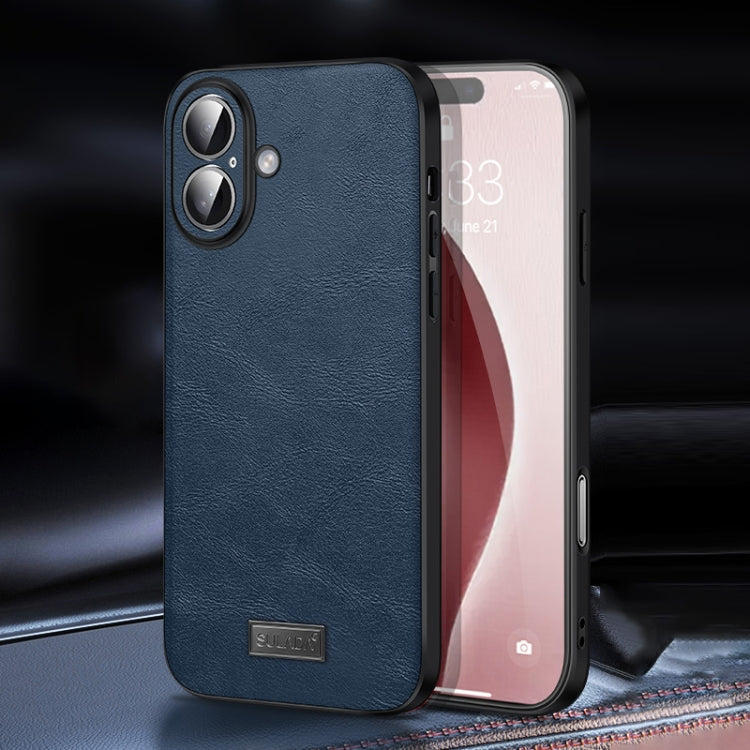 For iPhone 16 Plus SULADA Shockproof TPU Hybrid Handmade Leather Phone Case