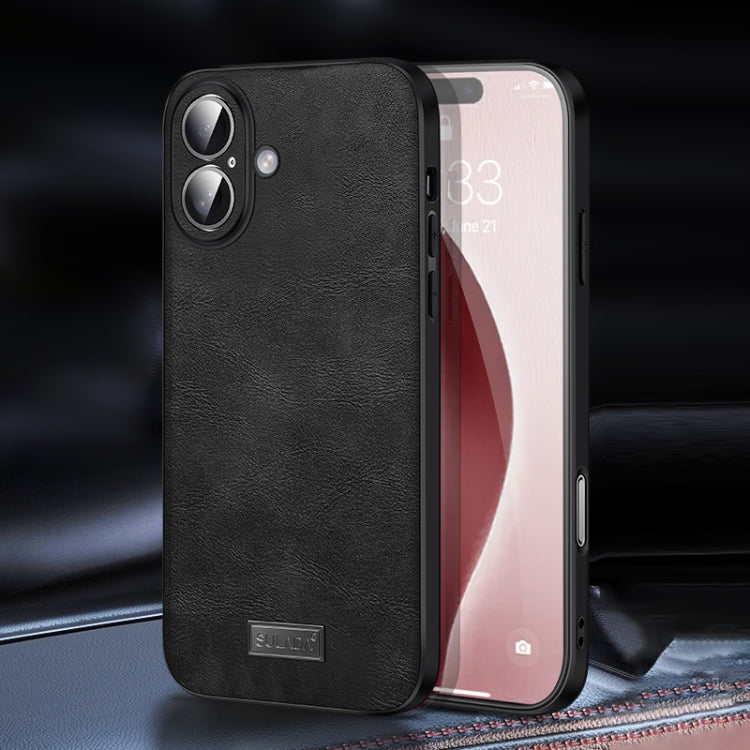 For iPhone 16 SULADA Shockproof TPU Hybrid Handmade Leather Phone Case