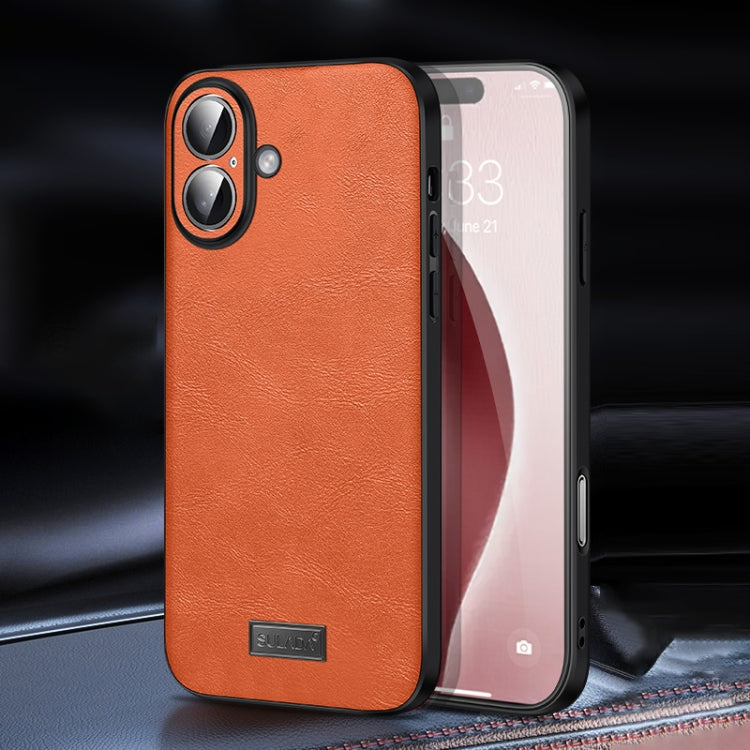 For iPhone 16 SULADA Shockproof TPU Hybrid Handmade Leather Phone Case