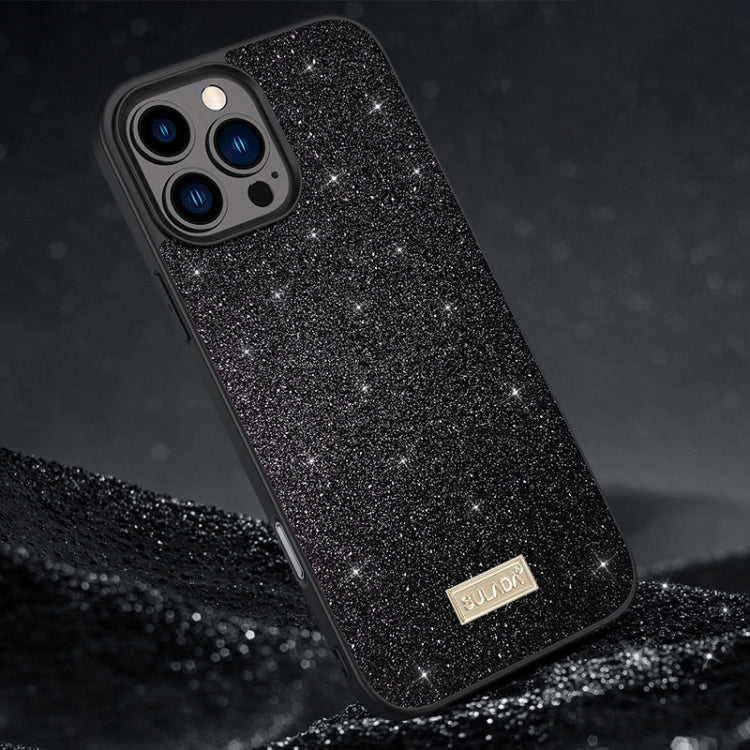 For iPhone 16 Pro Max SULADA Glittery PC Hybrid TPU Handmade Leather Phone Case