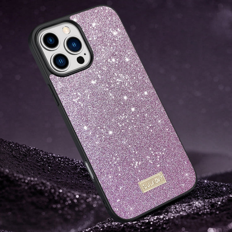 For iPhone 16 Pro Max SULADA Glittery PC Hybrid TPU Handmade Leather Phone Case