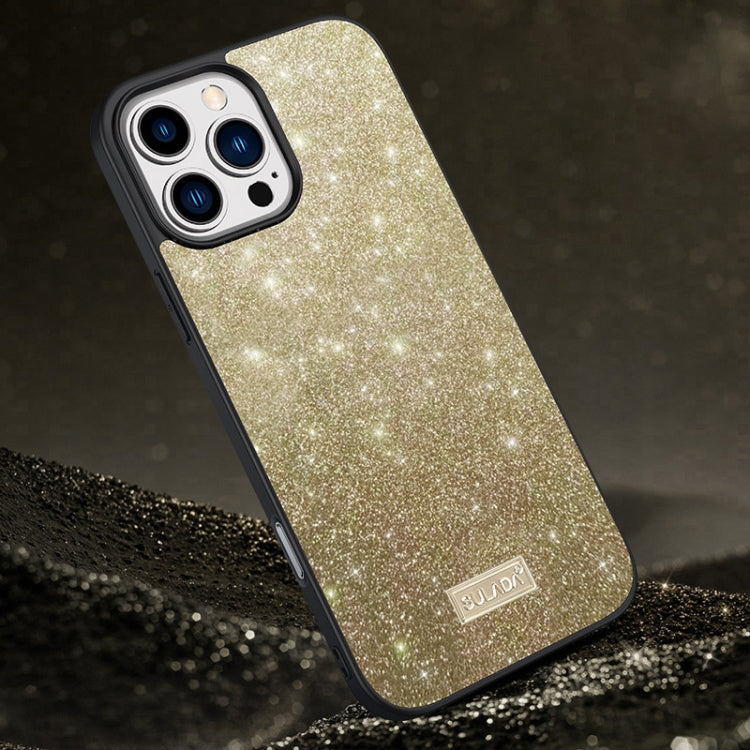 For iPhone 16 Pro Max SULADA Glittery PC Hybrid TPU Handmade Leather Phone Case