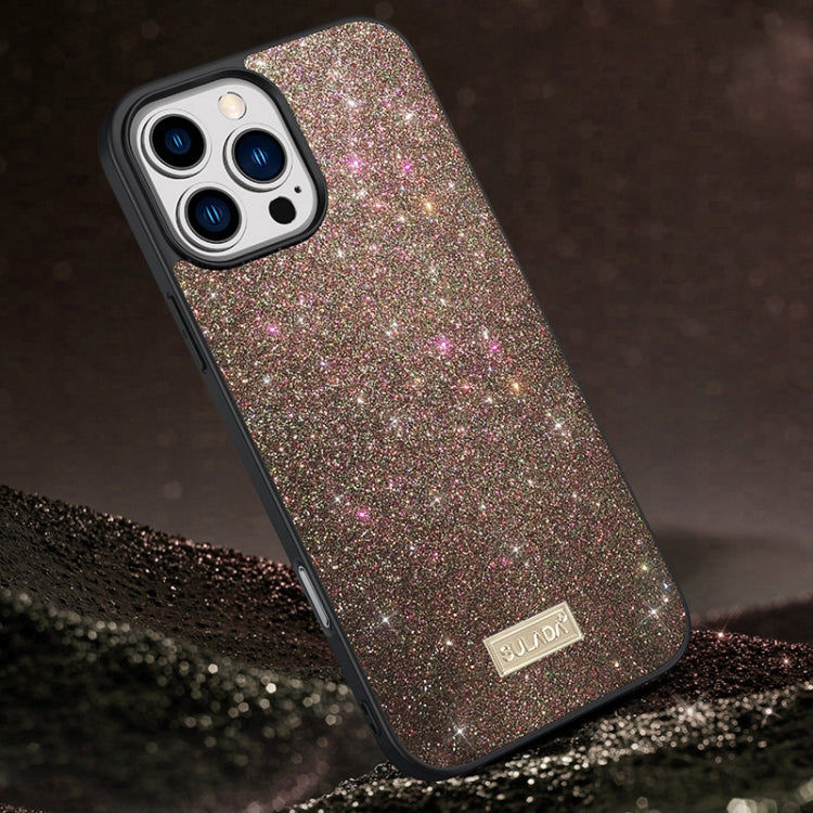 For iPhone 16 Pro SULADA Glittery PC Hybrid TPU Handmade Leather Phone Case