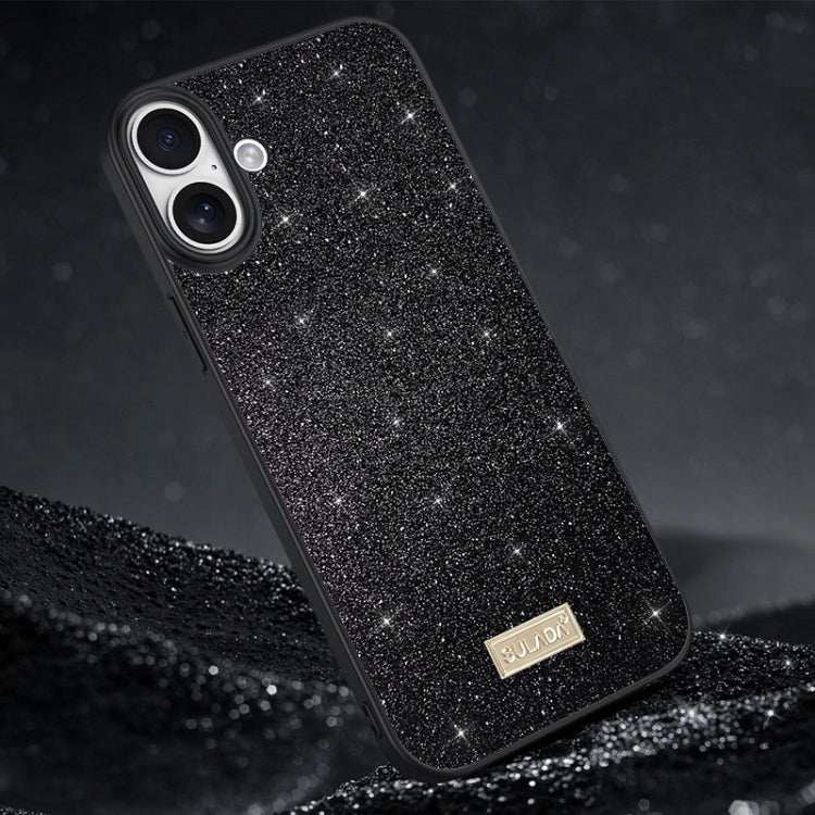 For iPhone 16 Plus SULADA Glittery PC Hybrid TPU Handmade Leather Phone Case