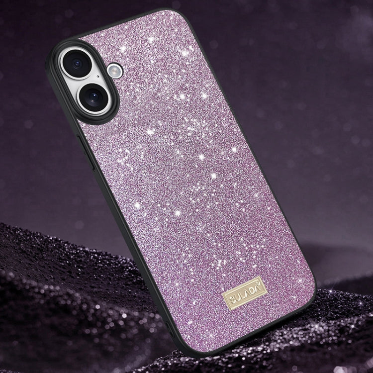For iPhone 16 Plus SULADA Glittery PC Hybrid TPU Handmade Leather Phone Case