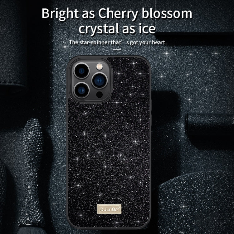 For iPhone 16 Plus SULADA Glittery PC Hybrid TPU Handmade Leather Phone Case