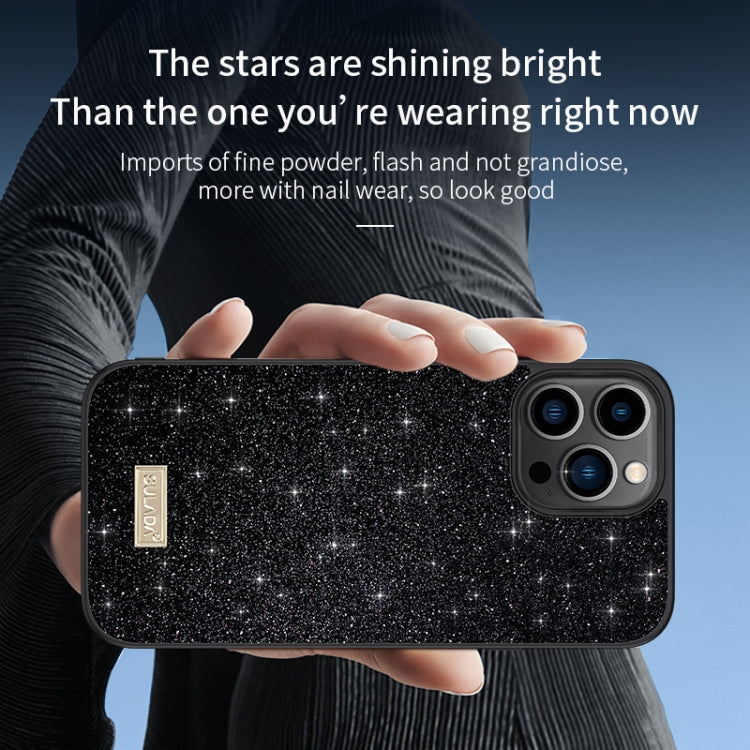For iPhone 16 Pro SULADA Glittery PC Hybrid TPU Handmade Leather Phone Case