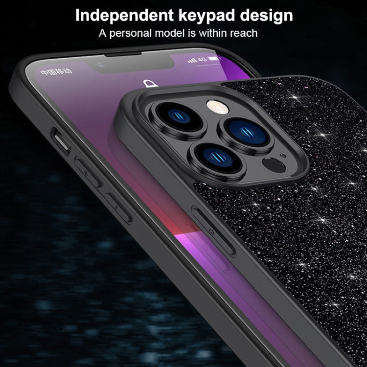 For iPhone 16 SULADA Glittery PC Hybrid TPU Handmade Leather Phone Case
