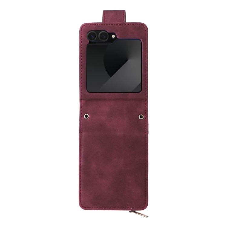 For Samsung Galaxy Z Flip6 5G Crossbody Multi-card Slot Wallet Zipper Leather Phone Case