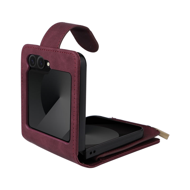 For Samsung Galaxy Z Flip6 5G Crossbody Multi-card Slot Wallet Zipper Leather Phone Case