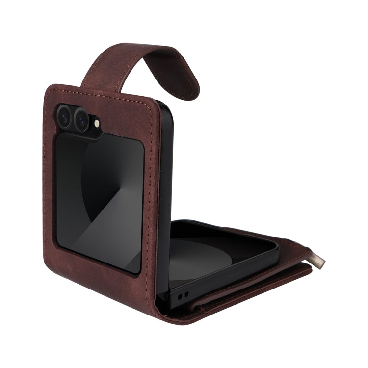 For Samsung Galaxy Z Flip6 5G Crossbody Multi-card Slot Wallet Zipper Leather Phone Case