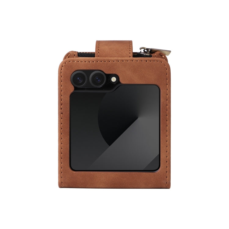 For Samsung Galaxy Z Flip6 5G Crossbody Multi-card Slot Wallet Zipper Leather Phone Case