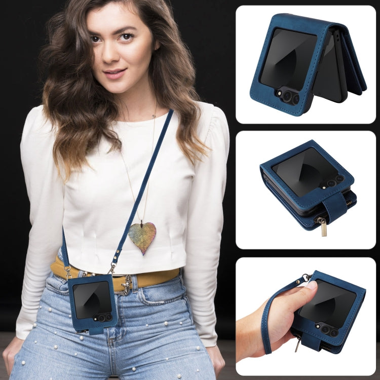 For Samsung Galaxy Z Flip6 5G Crossbody Multi-card Slot Wallet Zipper Leather Phone Case