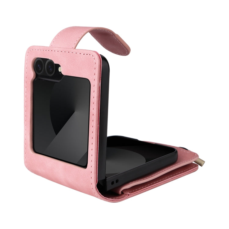 For Samsung Galaxy Z Flip6 5G Crossbody Multi-card Slot Wallet Zipper Leather Phone Case